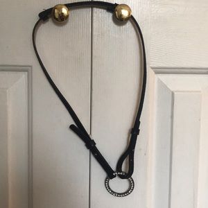 Express Adjustable Black Belt with Rhinestone